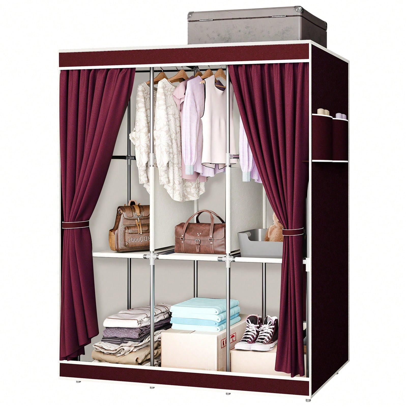 ตู้เสื้อผ้าแบบพกพาขนาด 65 นิ้ว - Wardrobe Closet Portable Fabric Cover บทวิจารณ์และราคา