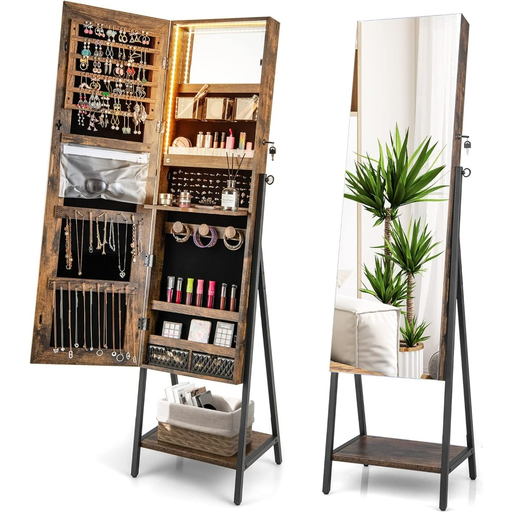 ตู้เก็บเครื่องประดับแบบตั้งพื้ - Full Length Mirror Jewelry Armoire บทวิจารณ์และราคา