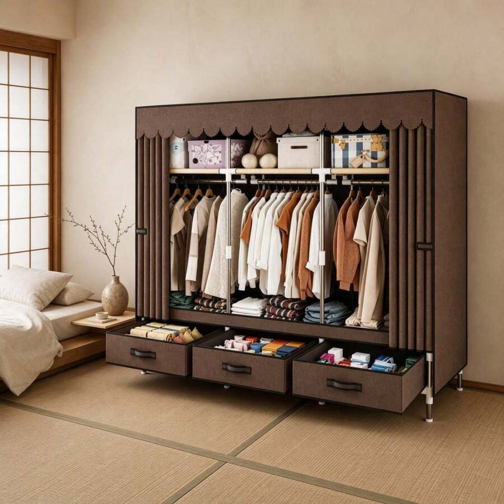 ตู้เสื้อผ้าแบบพกพาพร้อมโครงเหล - Wardrobe Closet Portable Fabric Cover บทวิจารณ์และราคา