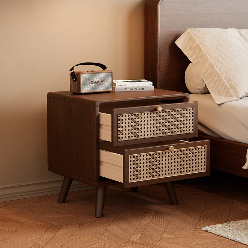 โต๊ะข้างเตียงไม้เนื้อแข็งพร้อม - Solid Wood Nightstand 2 Drawers บทวิจารณ์และราคา