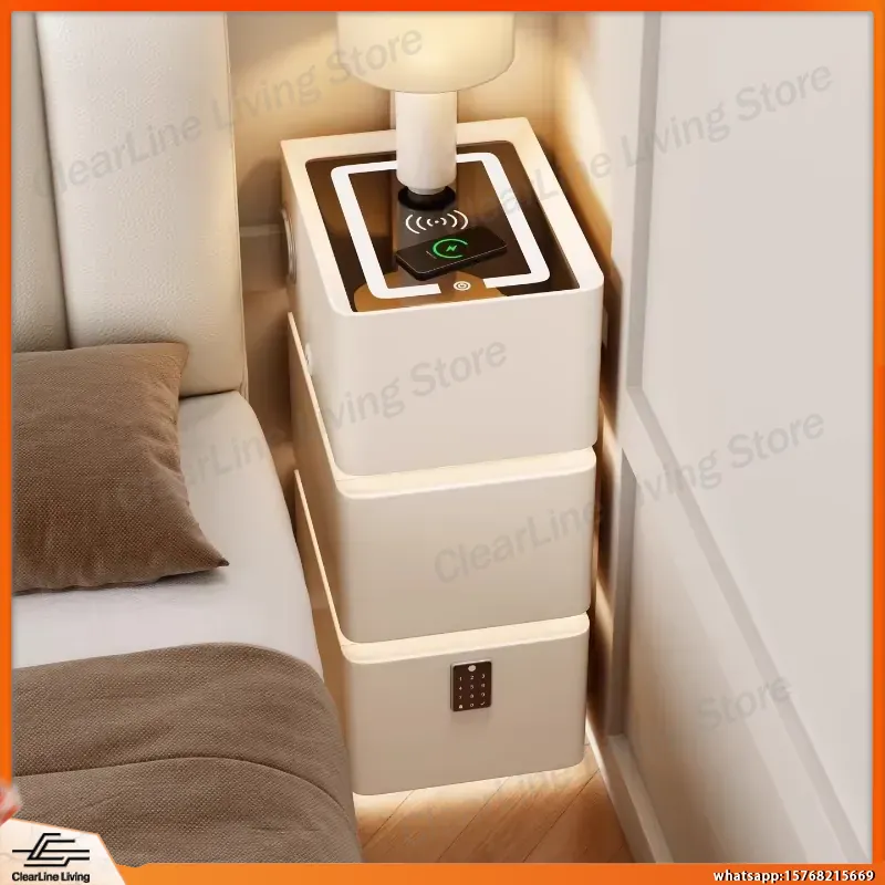 โต๊ะข้างเตียงไม้จริง 3 ชั้น แบ - Floating Nightstand With Led Light บทวิจารณ์และราคา