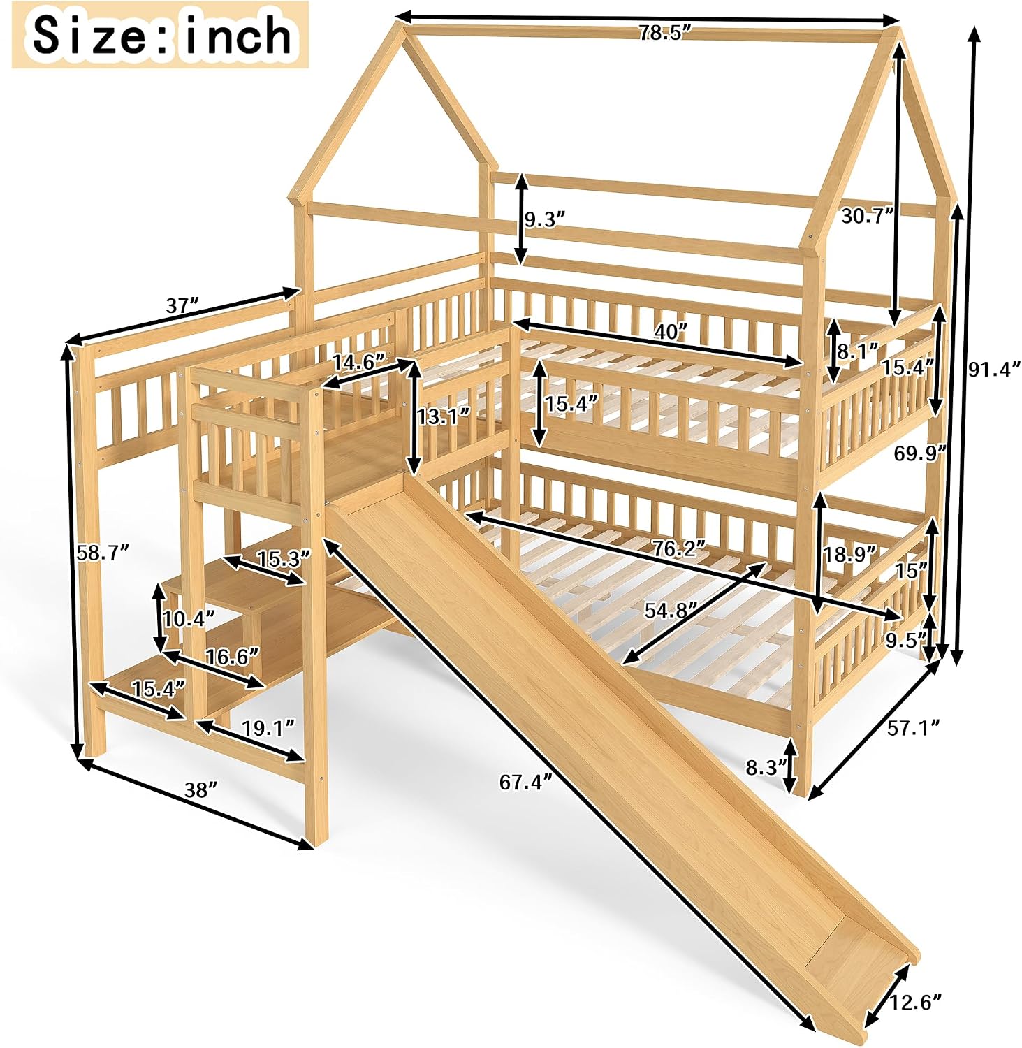 เตียงสองชั้นแบบเต็มขนาดพร้อมหล - Bunk Bed With Stairs And Slide บทวิจารณ์และราคา
