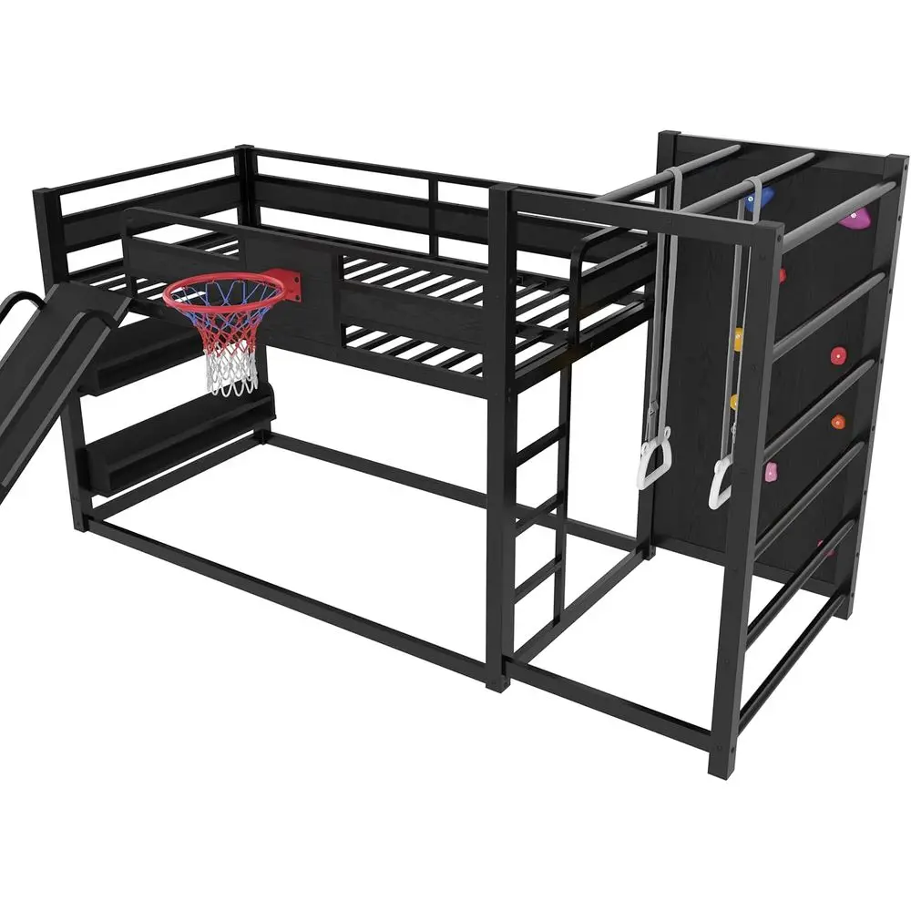 เตียงสองชั้นโลหะพร้อมห่วงบาสเก - Bunk Bed With Stairs And Slide บทวิจารณ์และราคา
