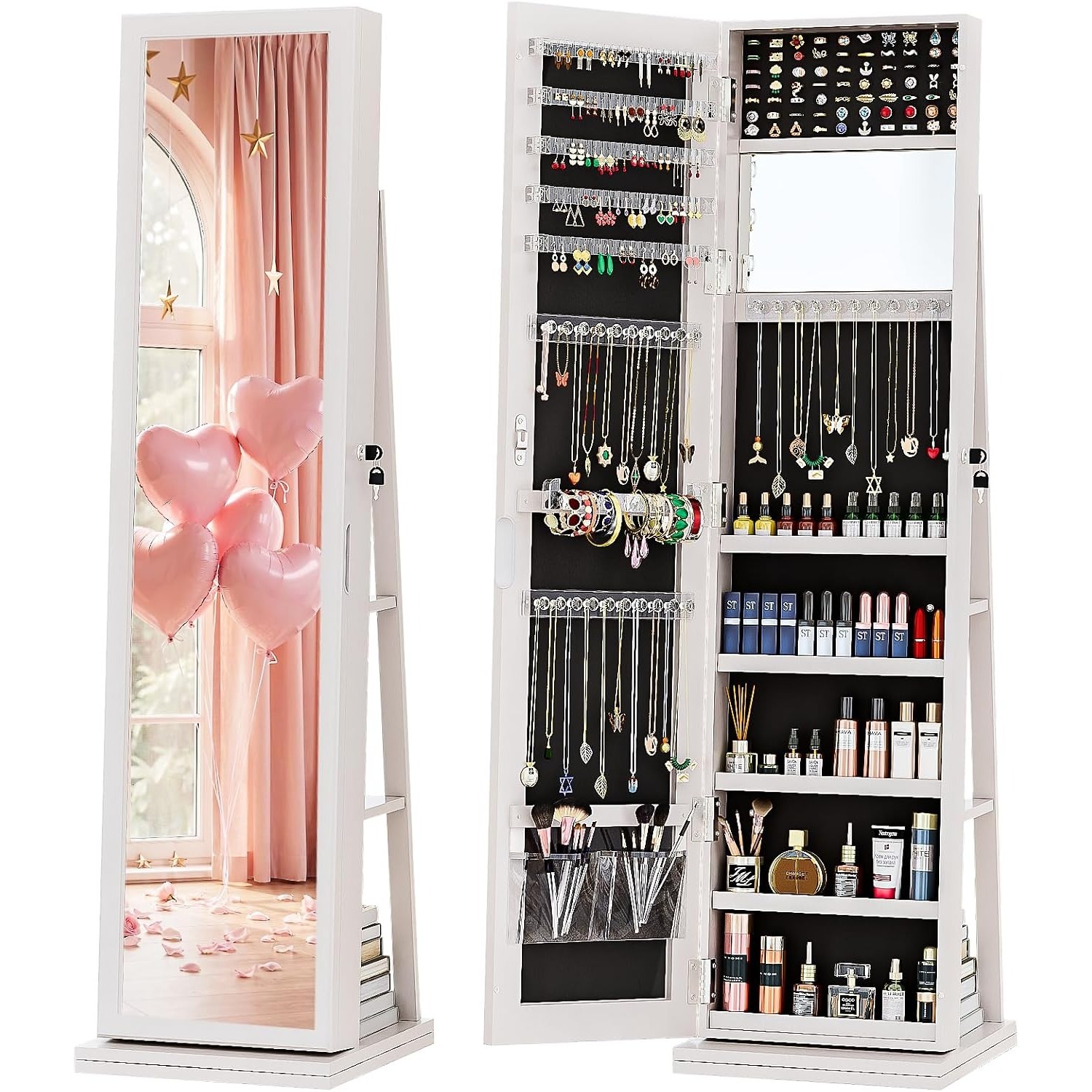 ตู้เก็บเครื่องประดับ 4-in-1 แบ - Full Length Mirror Jewelry Armoire บทวิจารณ์และราคา