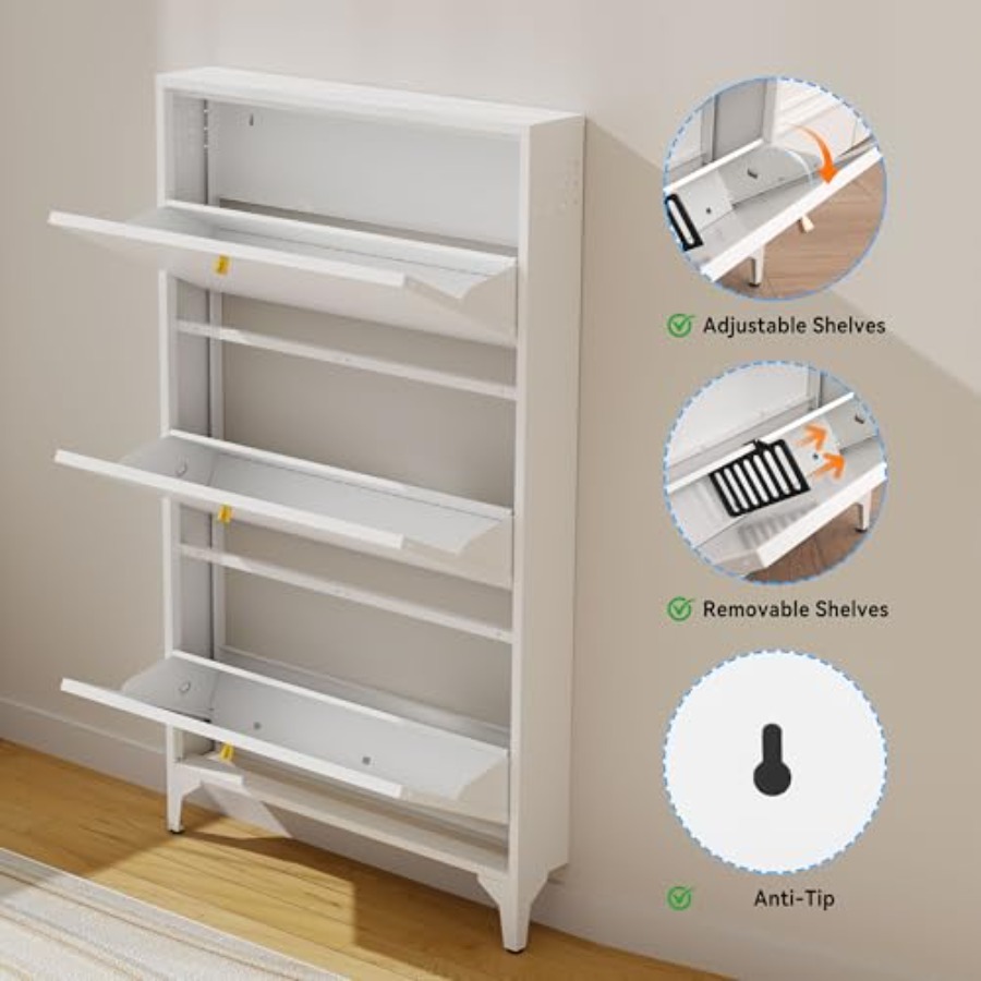 ตู้เก็บรองเท้าแบบตั้งพื้นพร้อม - Shoe Rack Cabinet Narrow Entryway บทวิจารณ์และราคา